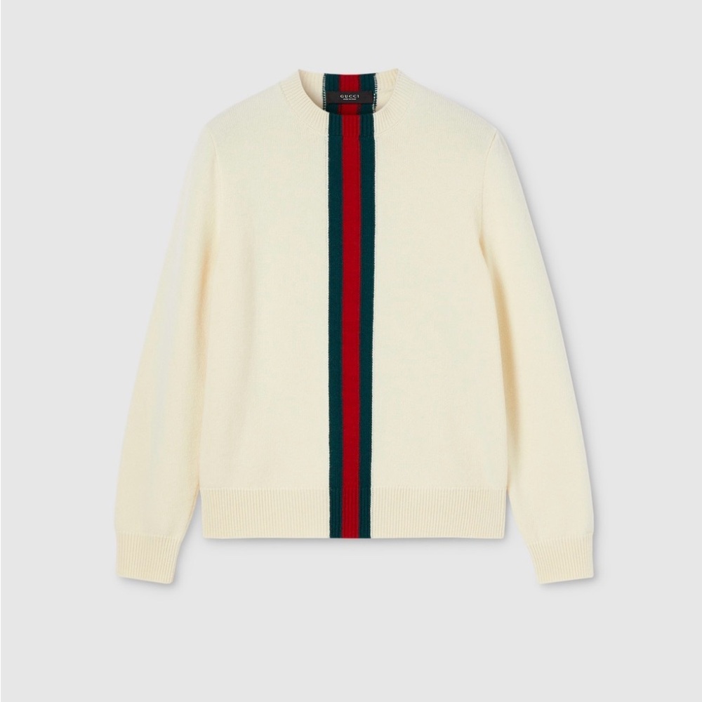 Gucci Cream Sweater with Red and Green Stripe